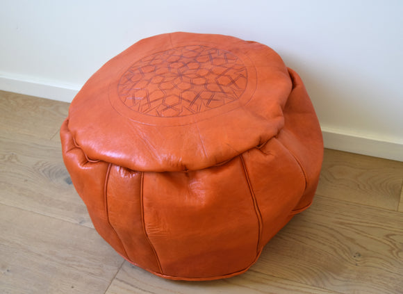 Moroccan leather pouf 
