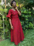 Wrap Dress "Red Swirl"