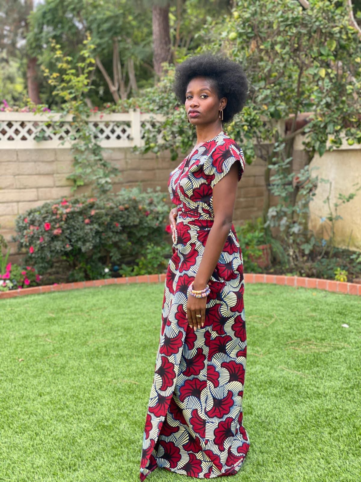 Wrap Dress "Salad Leaves Burgundy" Amba Wrap Dress "Salad Leaves Burgundy" Amba