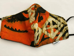 Wax Print Face Mask - (One sided print) "Batik Orange"