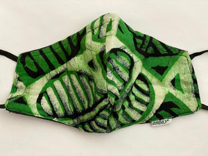 Wax Print Face Mask - (One sided print) "Batik Green'